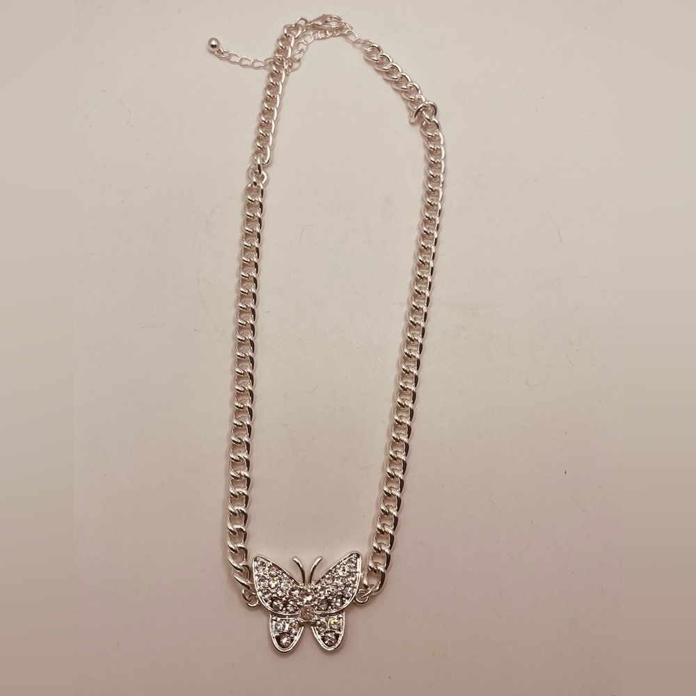 Silver plated necklace for women butterfly design